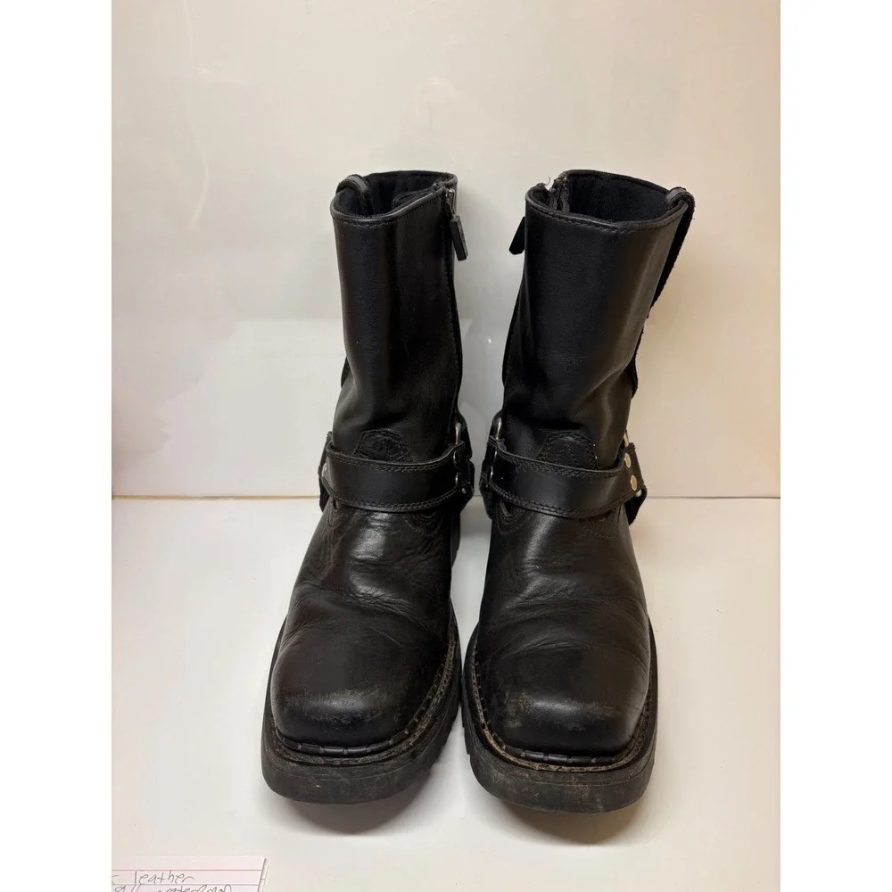 Ariat Mens 8.5D Black Leather Metal Mounts Harness Motorcycle Boots 10002579